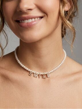 NWT Urban Outfitters "SMILE" Pearl Choker Necklace